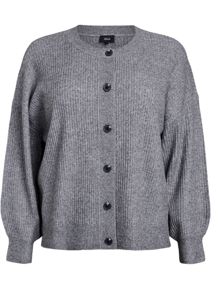 Vest van ribtricot met knopen, Grijs, Packshot image number 0
