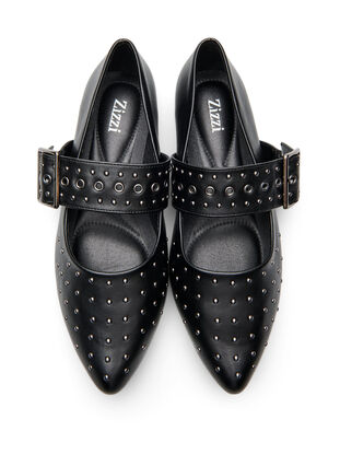 ZizziWide fit - Gepunte ballerina met gesp en studs, Black, Packshot image number 2