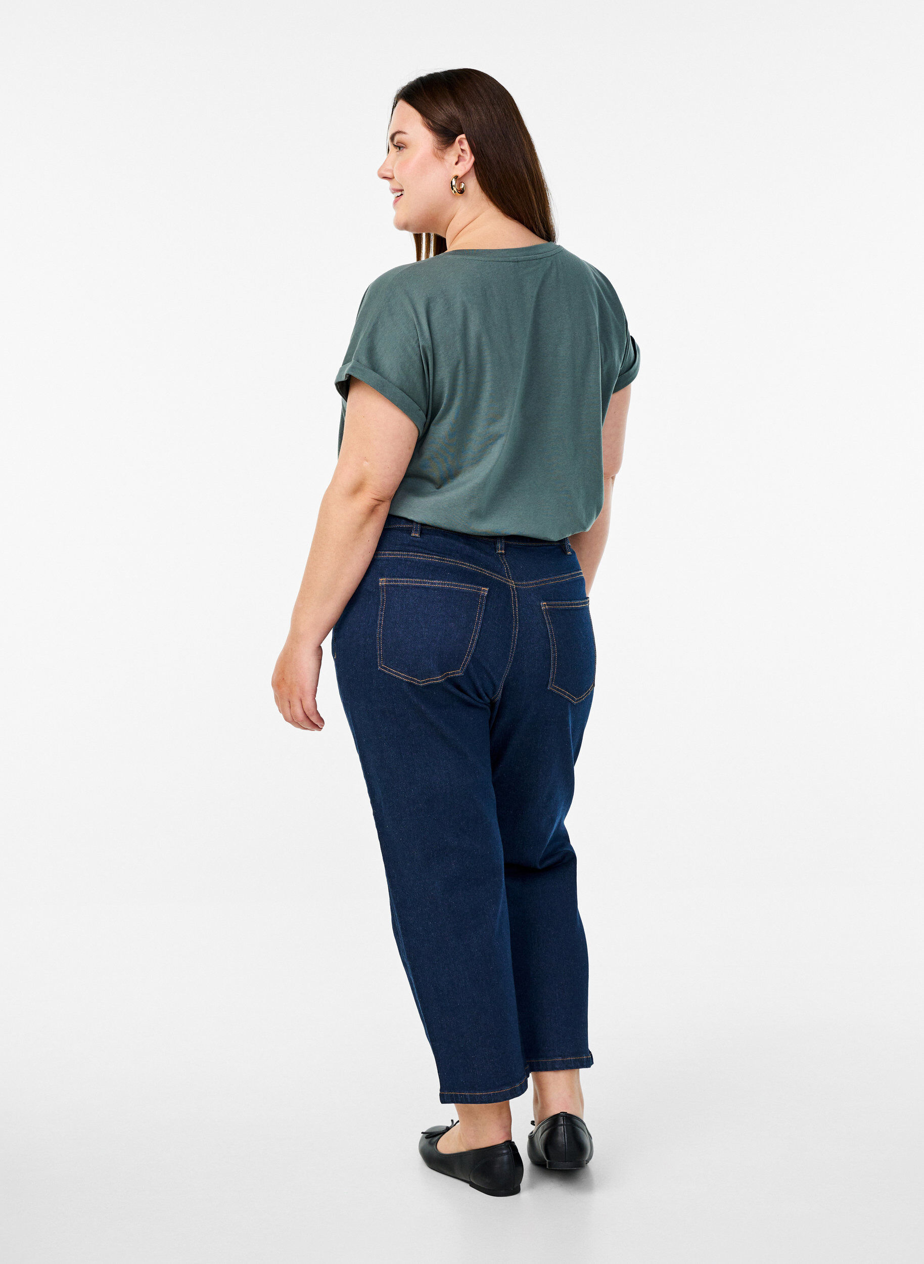 ZizziGecropte Vera jeans met een straight-fit, Blauw, Model image number 1