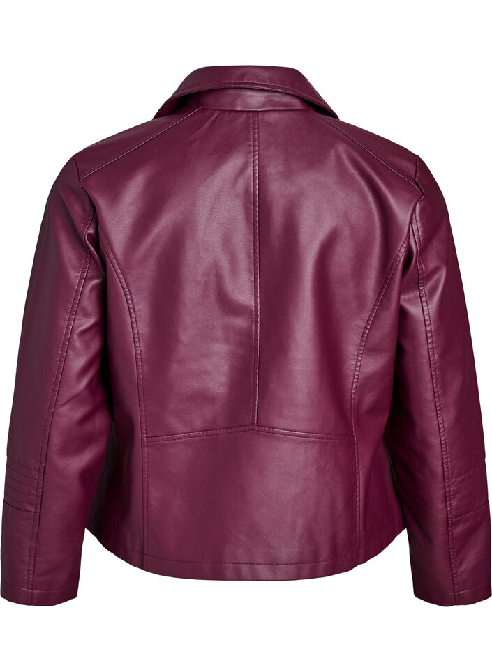 Imitatieleer bikerjack, Donker Bordeaux, Packshot image number 1