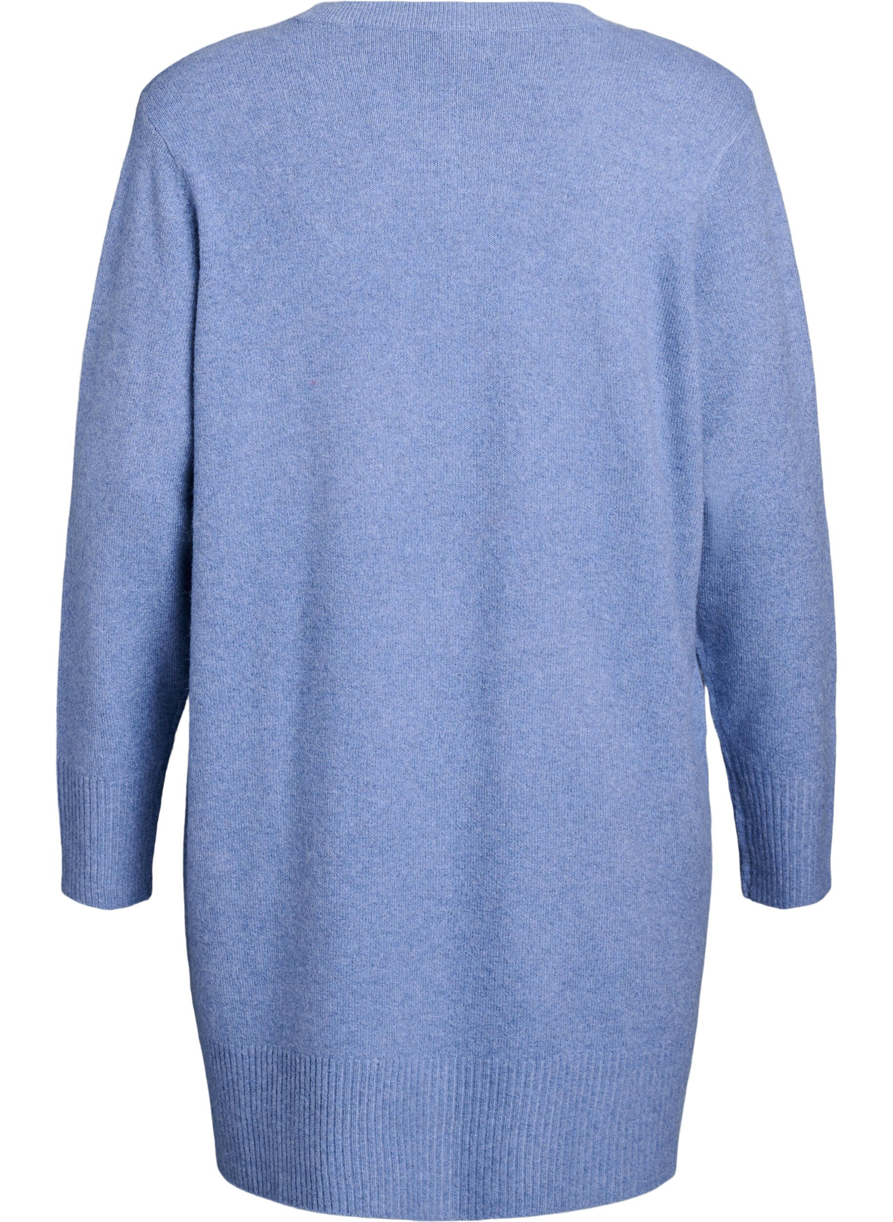 ZizziGeribd gebreid vest met zakken, Blauw, Packshot image number 1