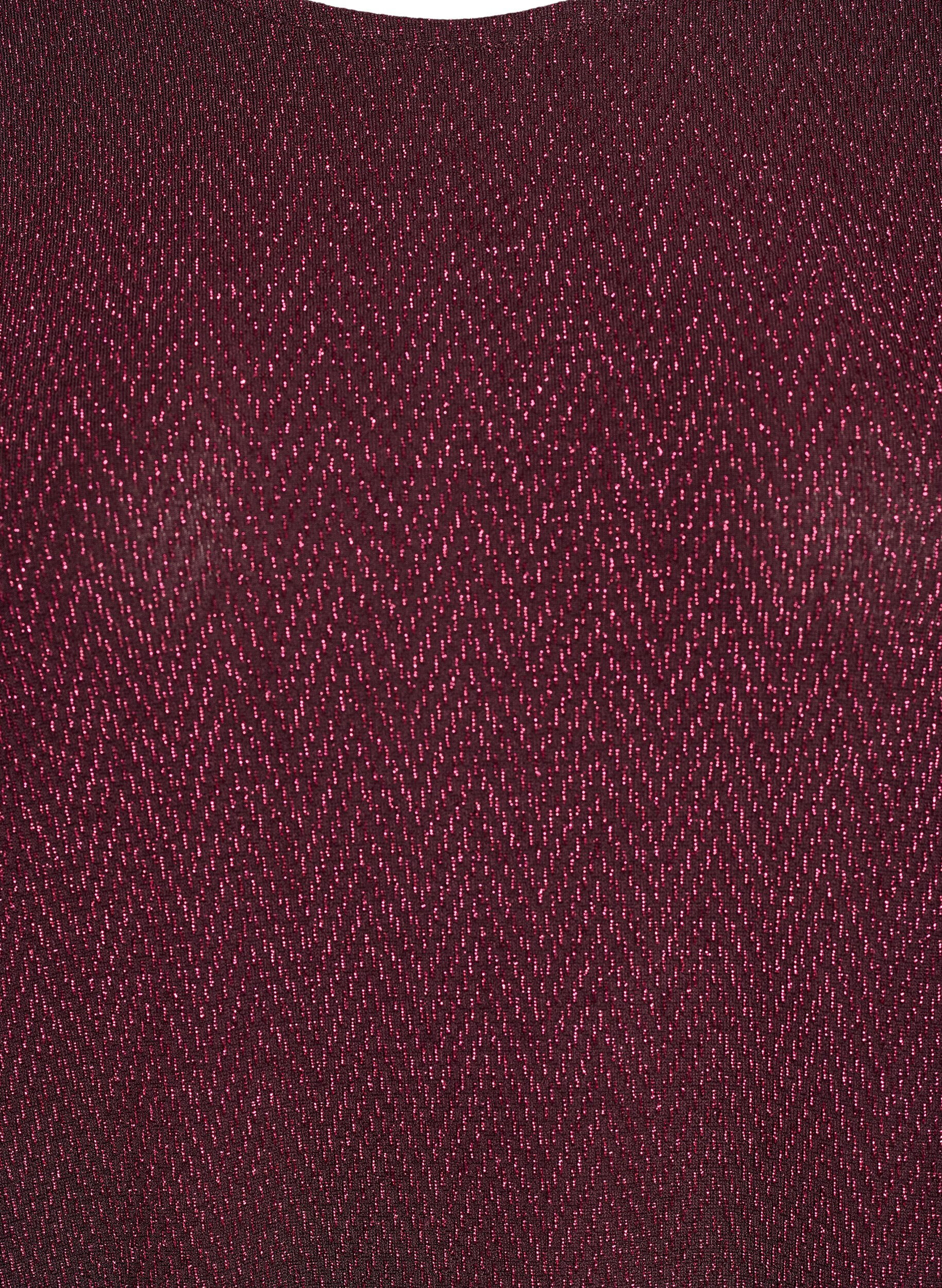 ZizziBlouse met glitterpatroon en 3/4 mouwen, Donker Bordeaux, Packshot image number 2