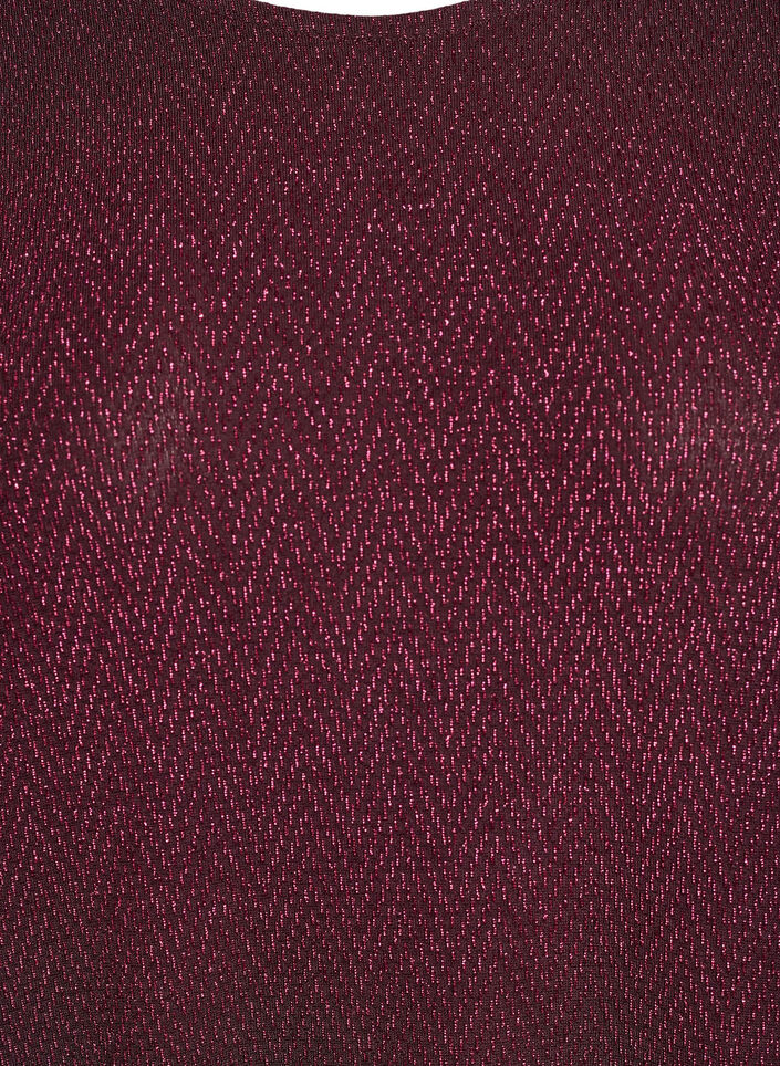 Blouse met glitterpatroon en 3/4 mouwen, Donker Bordeaux, Packshot image number 2