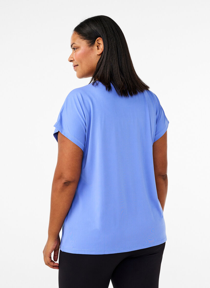 Effen gekleurd T-shirt voor sporten, Blauw, Model image number 2