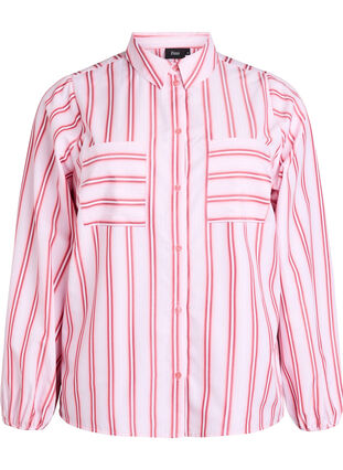 ZizziLos shirt met strepen en lange mouwen, Roze, Packshot image number 0