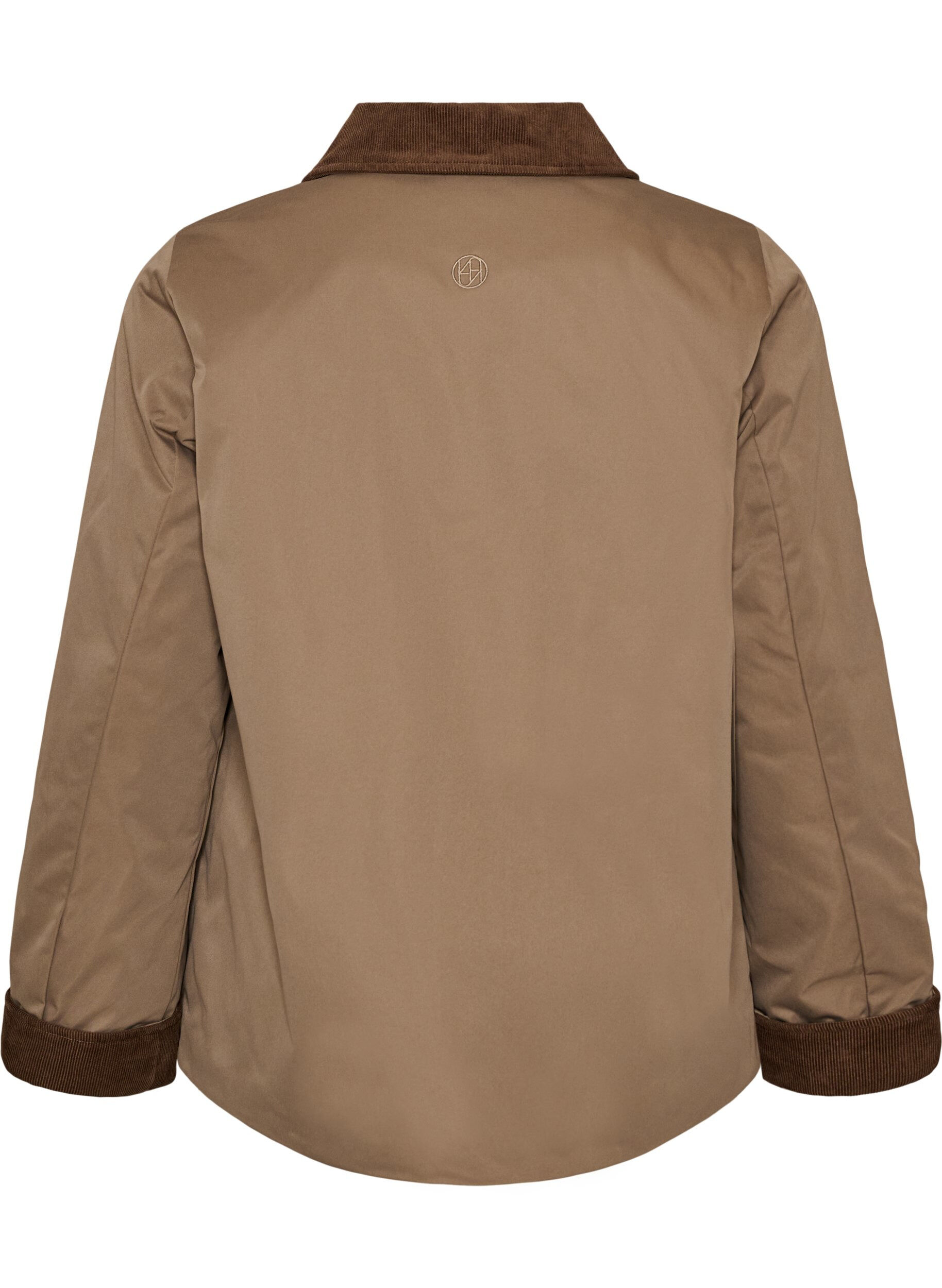 ZizziLicht gewatteerde jas met een corduroy kraag, Bruin, Packshot image number 1