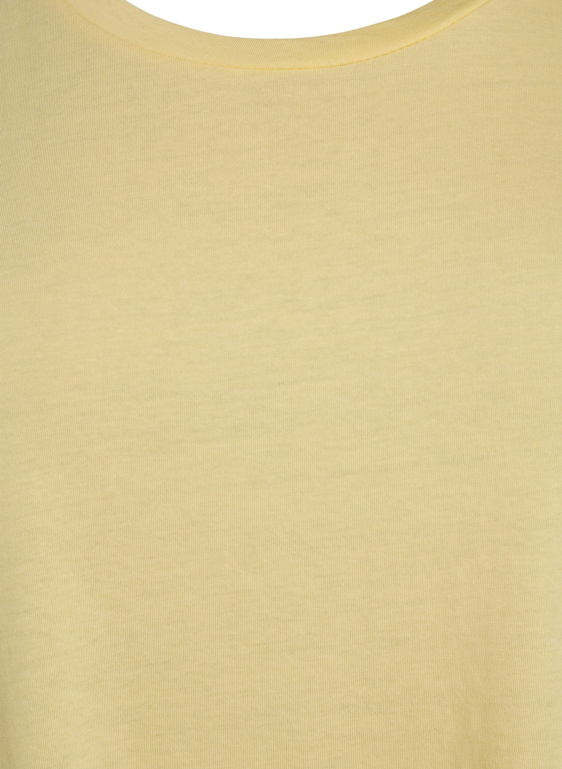 ZizziT-shirt met korte mouwen van katoenmix, Geel, Packshot image number 2