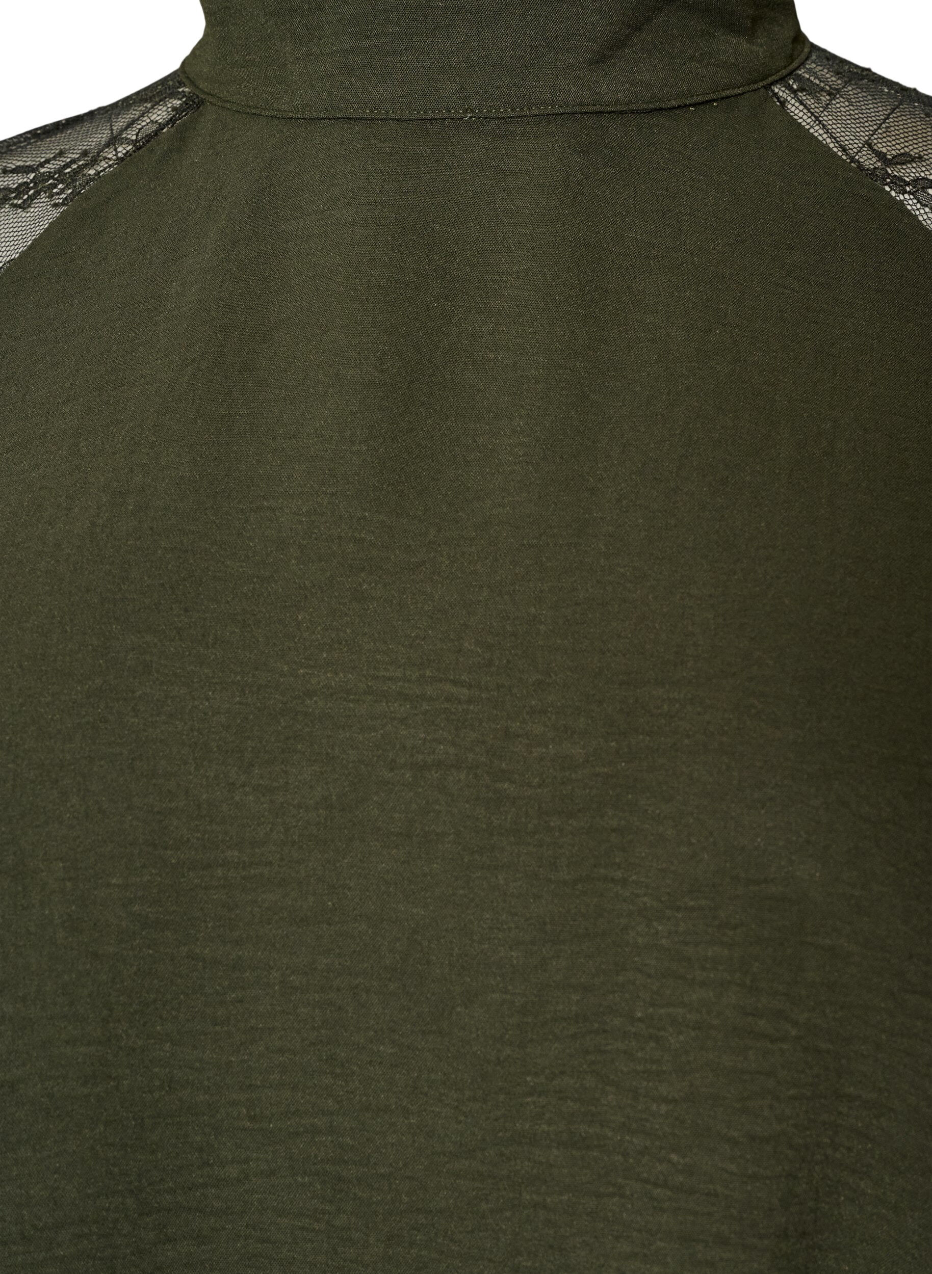 ZizziBlouse met korte kanten mouwen en hoge hals, Groen, Packshot image number 2