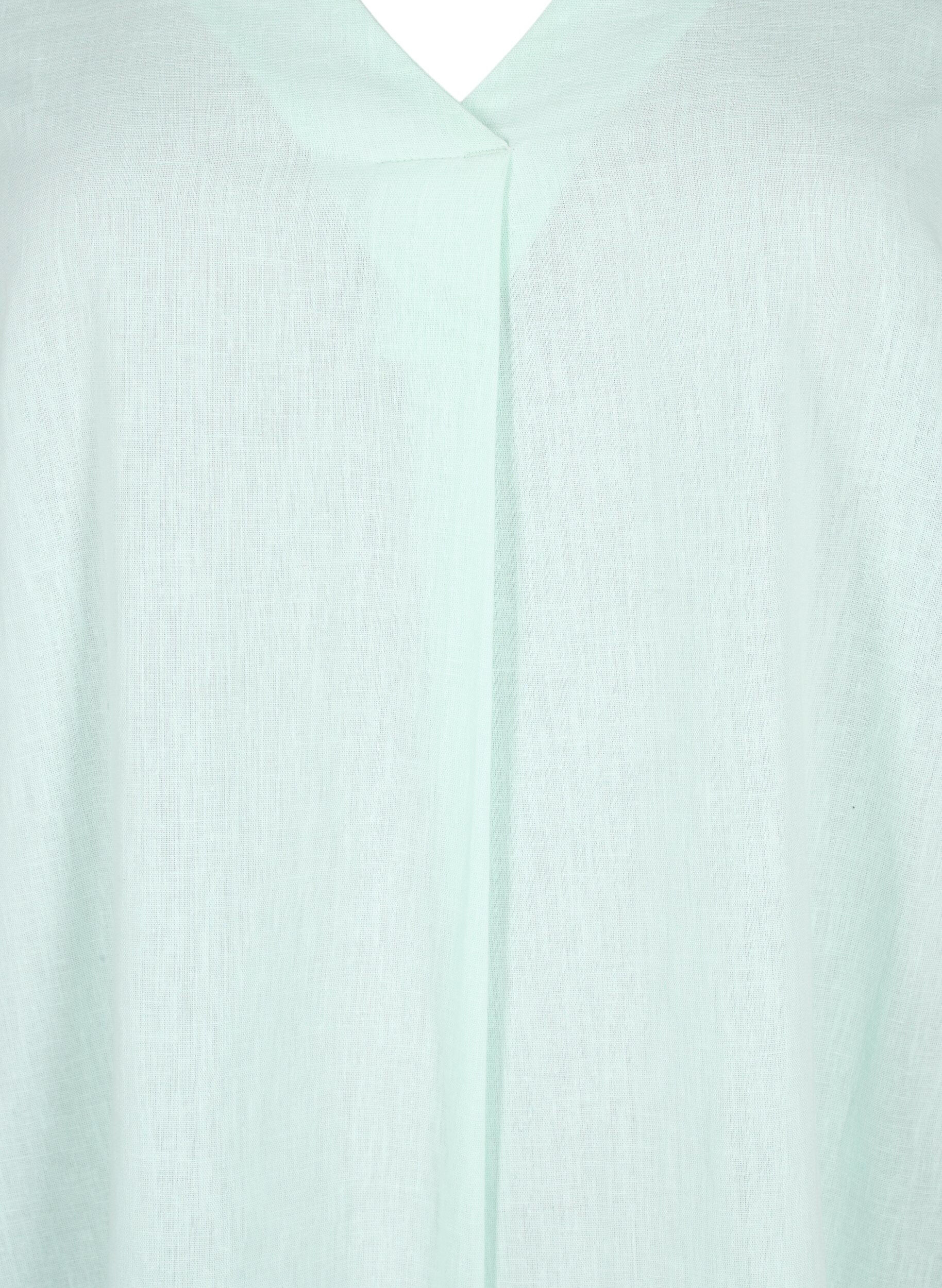 ZizziKaftanjurk van katoenmix met linnen, Groen, Packshot image number 2