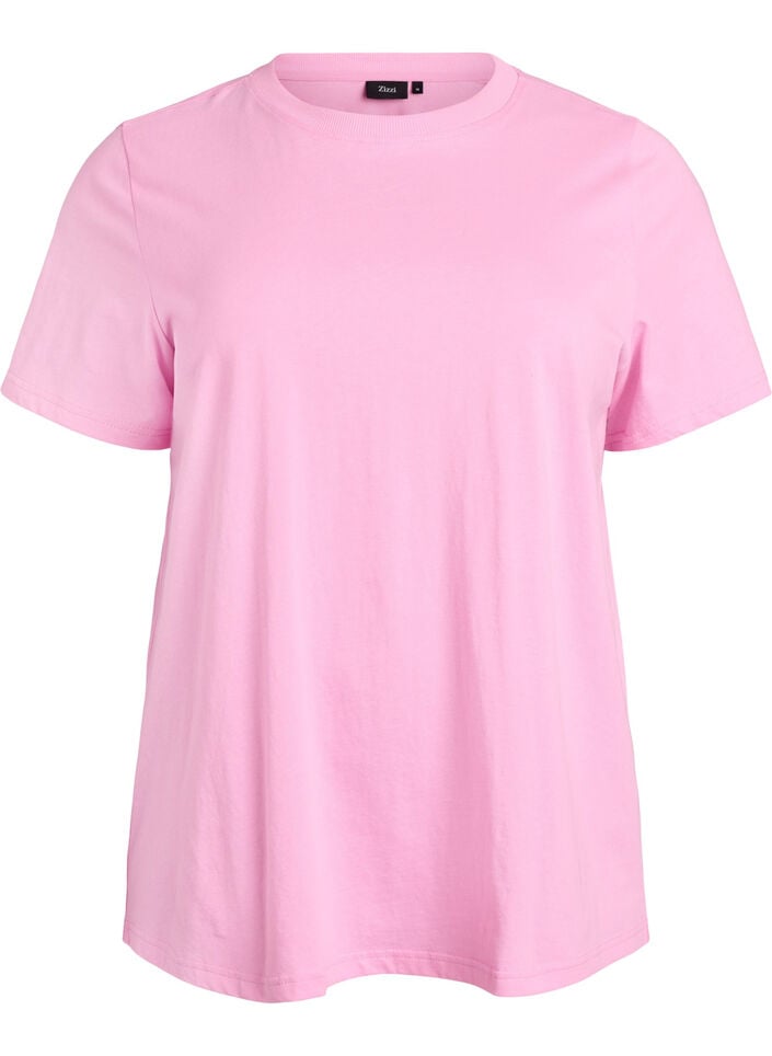 Basic katoenen T-shirt met ronde hals, Roze, Packshot image number 0