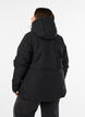 Winterjas met capuchon en verstelbare taille, Zwart, Model image number 2