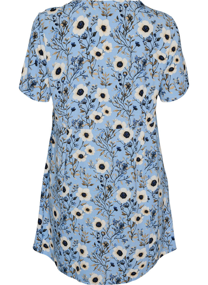 Korte jurk met bloemenprint, Blauw, Packshot image number 1