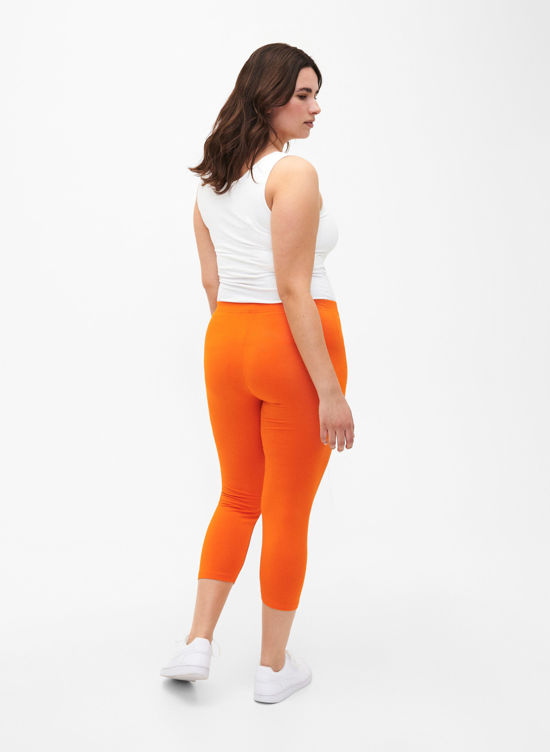 ZizziBasic 3/4 legging in viscose, Oranje, Model image number 2