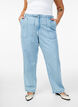 High-waisted jeans met strikceintuur, Blauw, Model image number 2