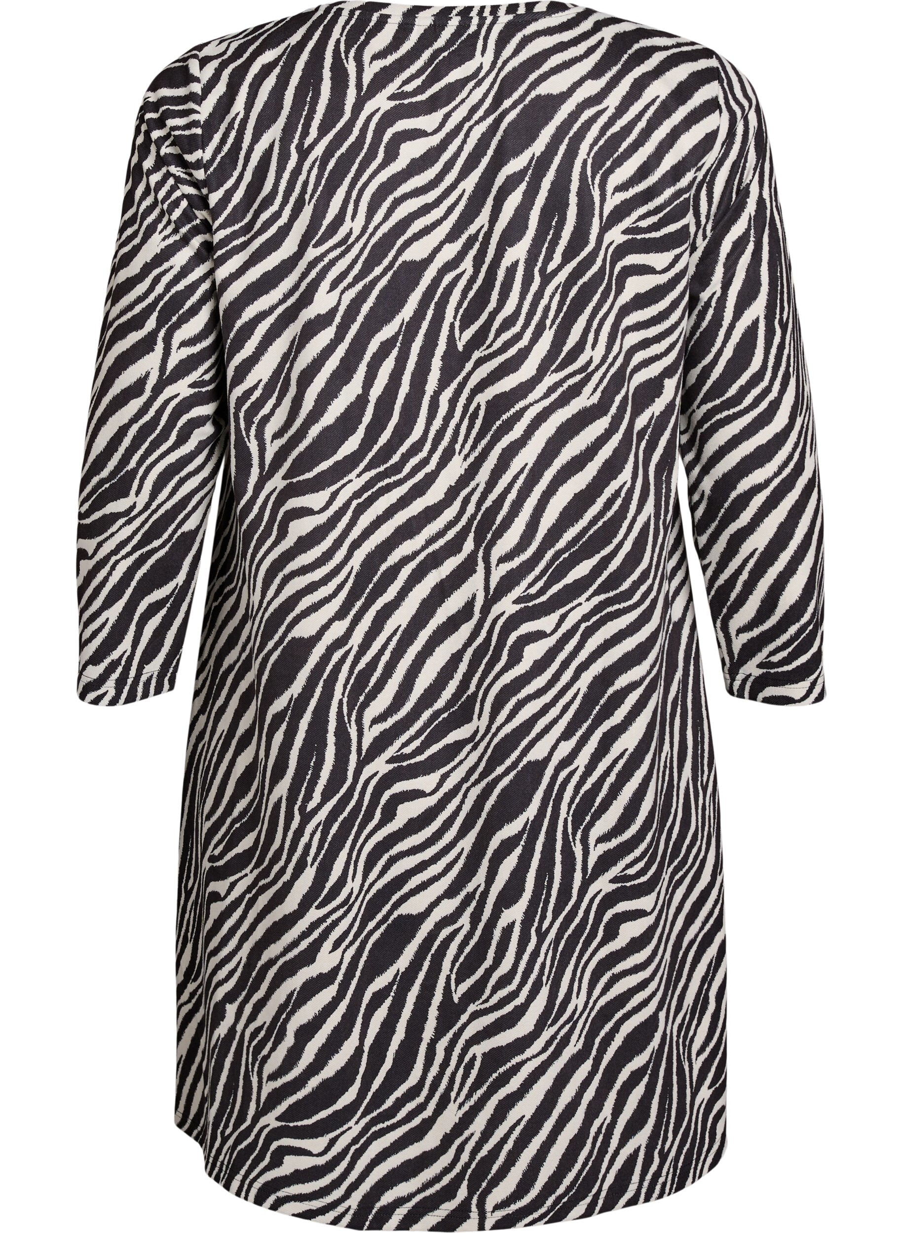 ZizziKorte A-lijn jurk met 7/8 mouwen, Zwart, Packshot image number 1