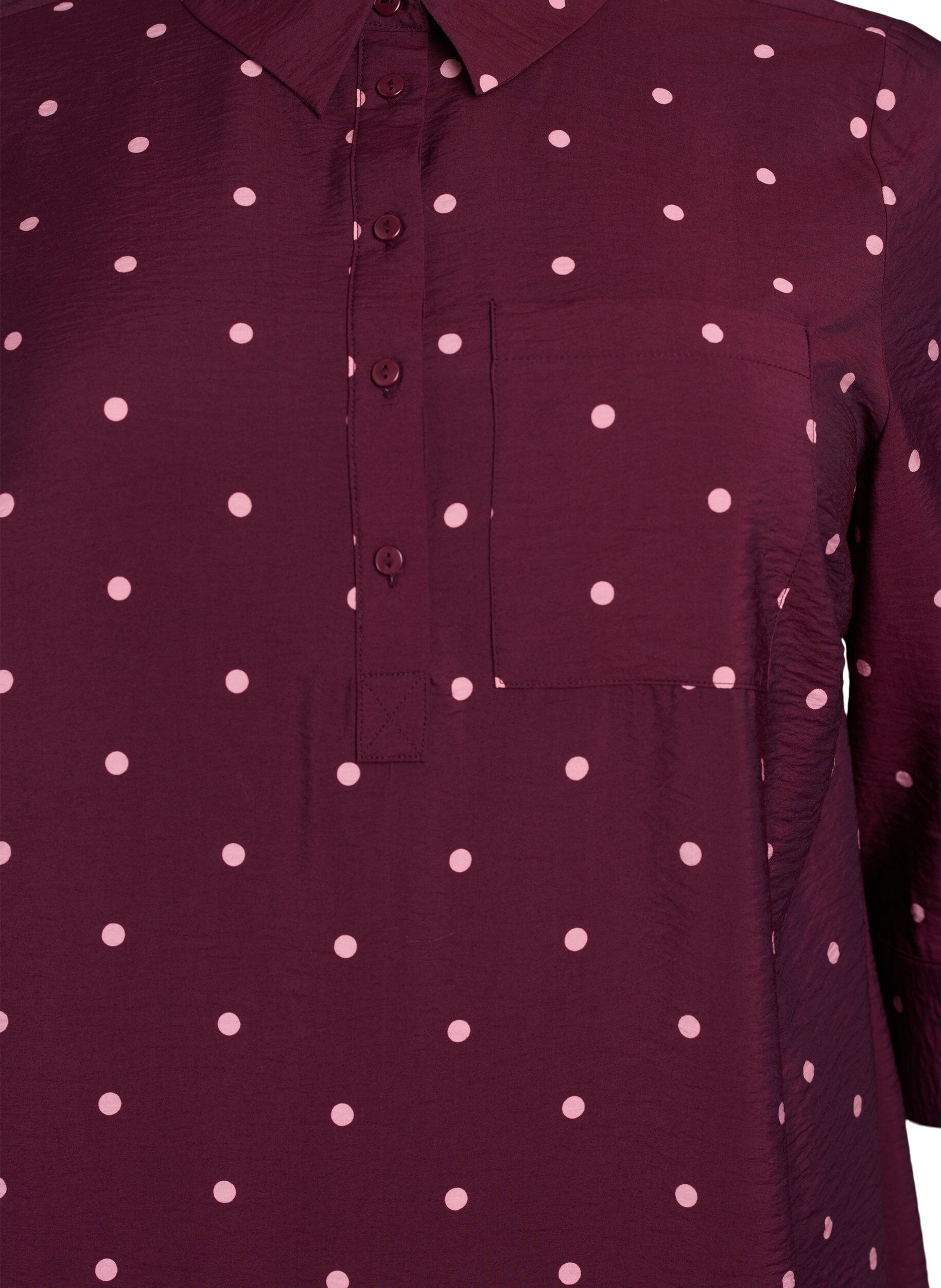 ZizziKorte jurk met kraag en borstzak, Rood, Packshot image number 2