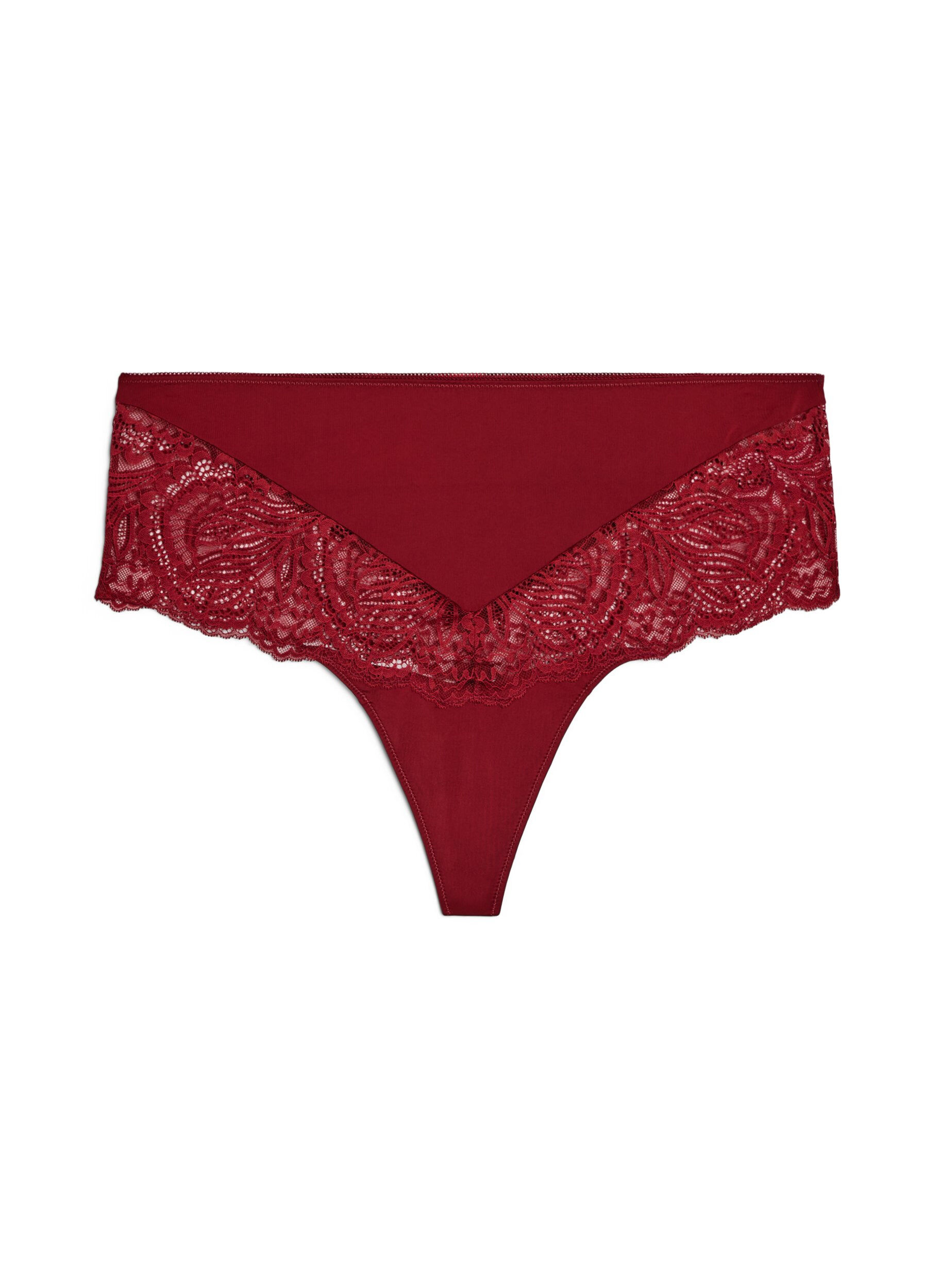 Hipsterstring met hoge taille en kant