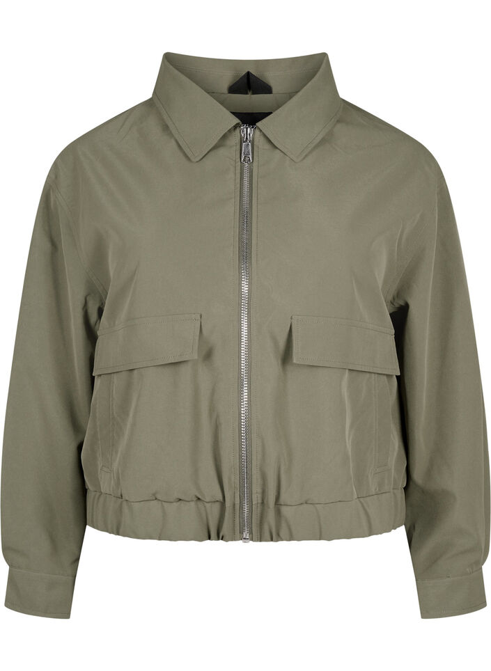 Bomberjack met kraag en zakken, Deep Lichen Green, Packshot