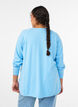 Gebreide blouse met ronde hals en gebreid patroon, Blauw, Model image number 2
