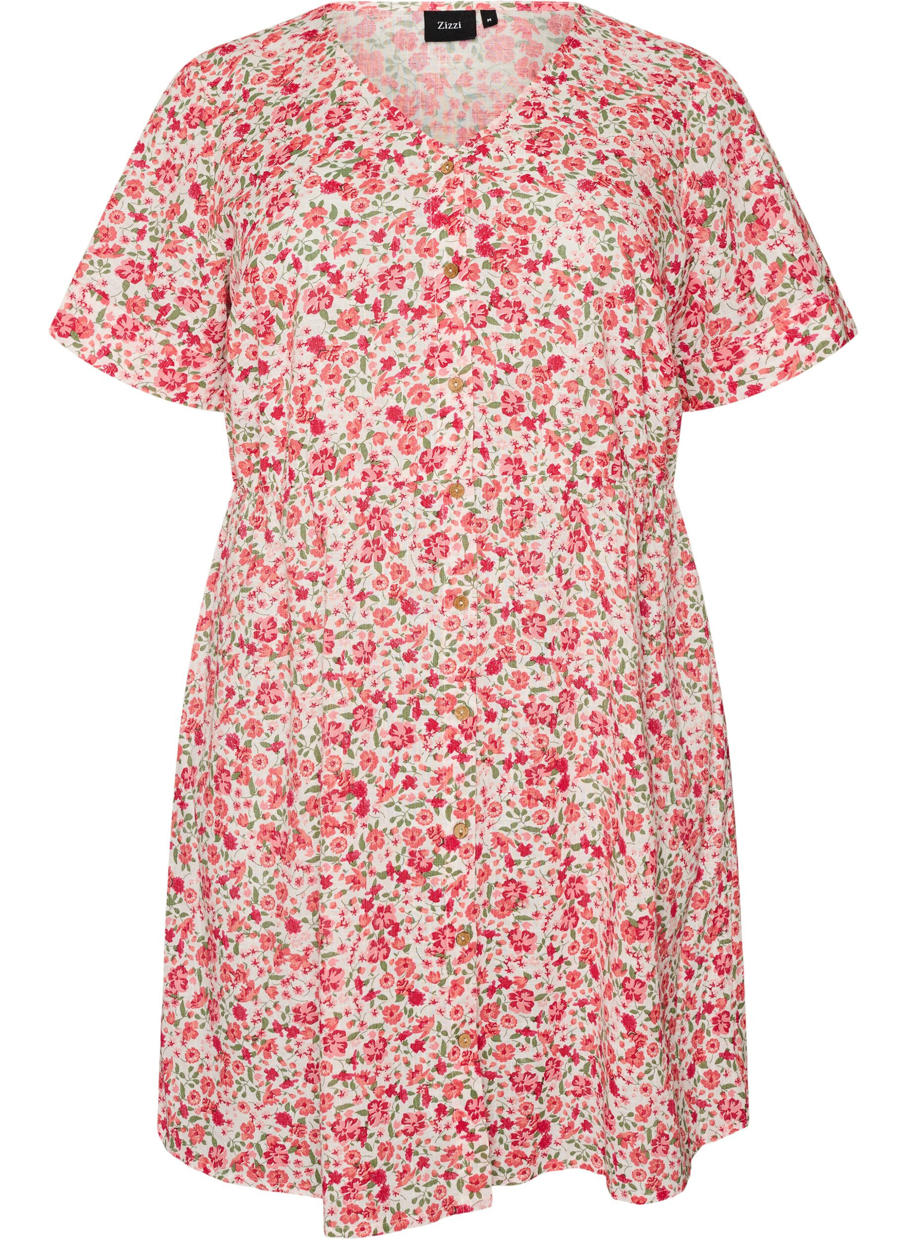 Korte katoenen jurk met bloemenprint