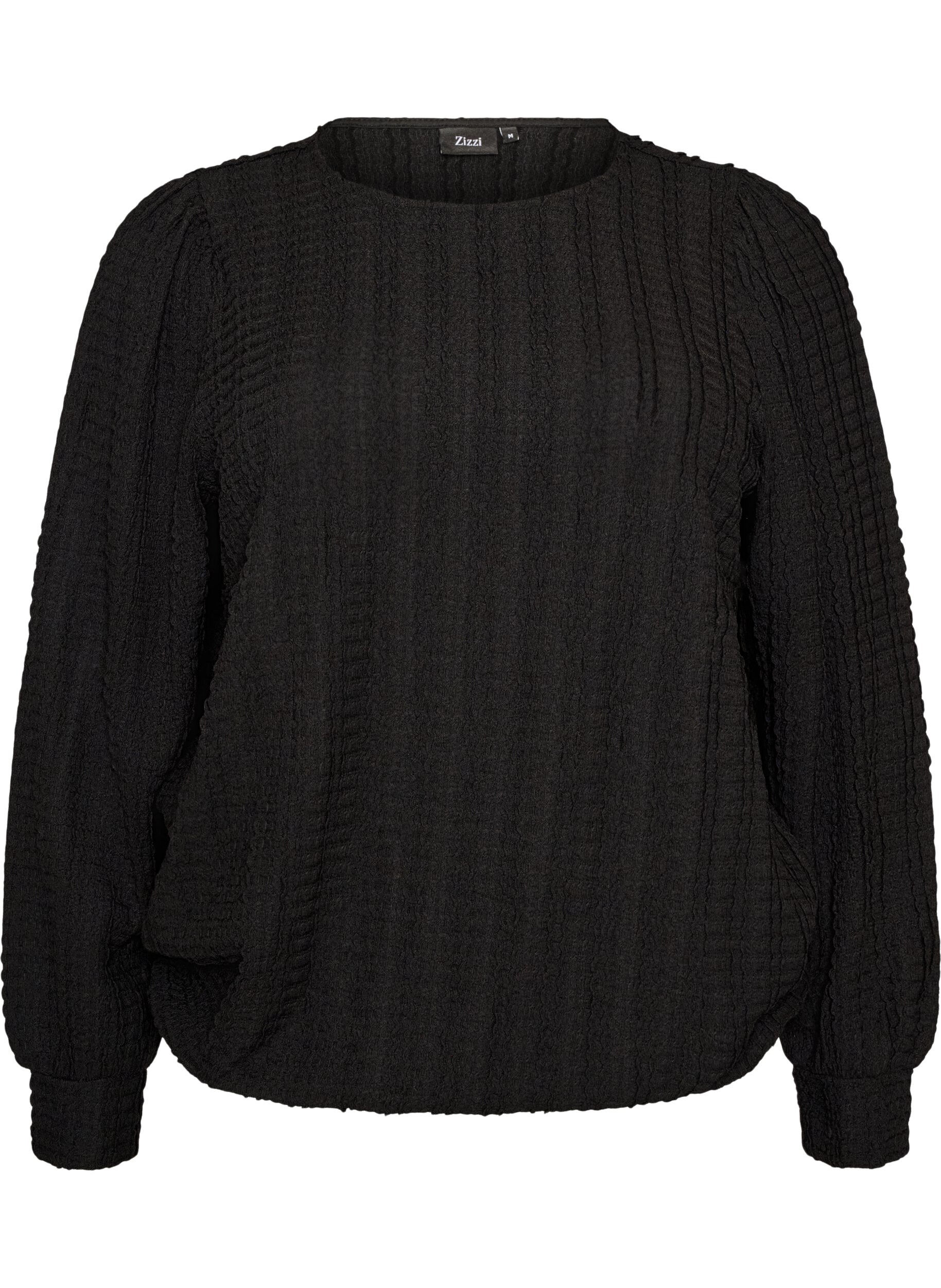 Jersey blouse met structuur en ballonsilhouet
