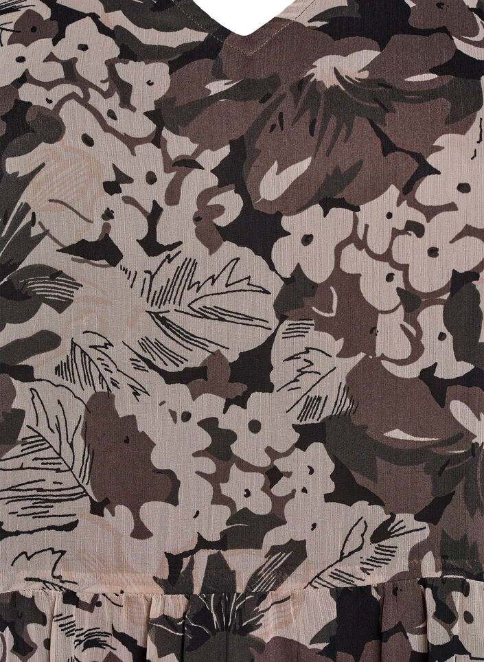 Korte A-lijn jurk met bloemenprint, Black Flower AOP, Packshot