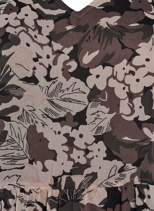 ZizziKorte A-lijn jurk met bloemenprint, Black Flower AOP, Packshot image number 2