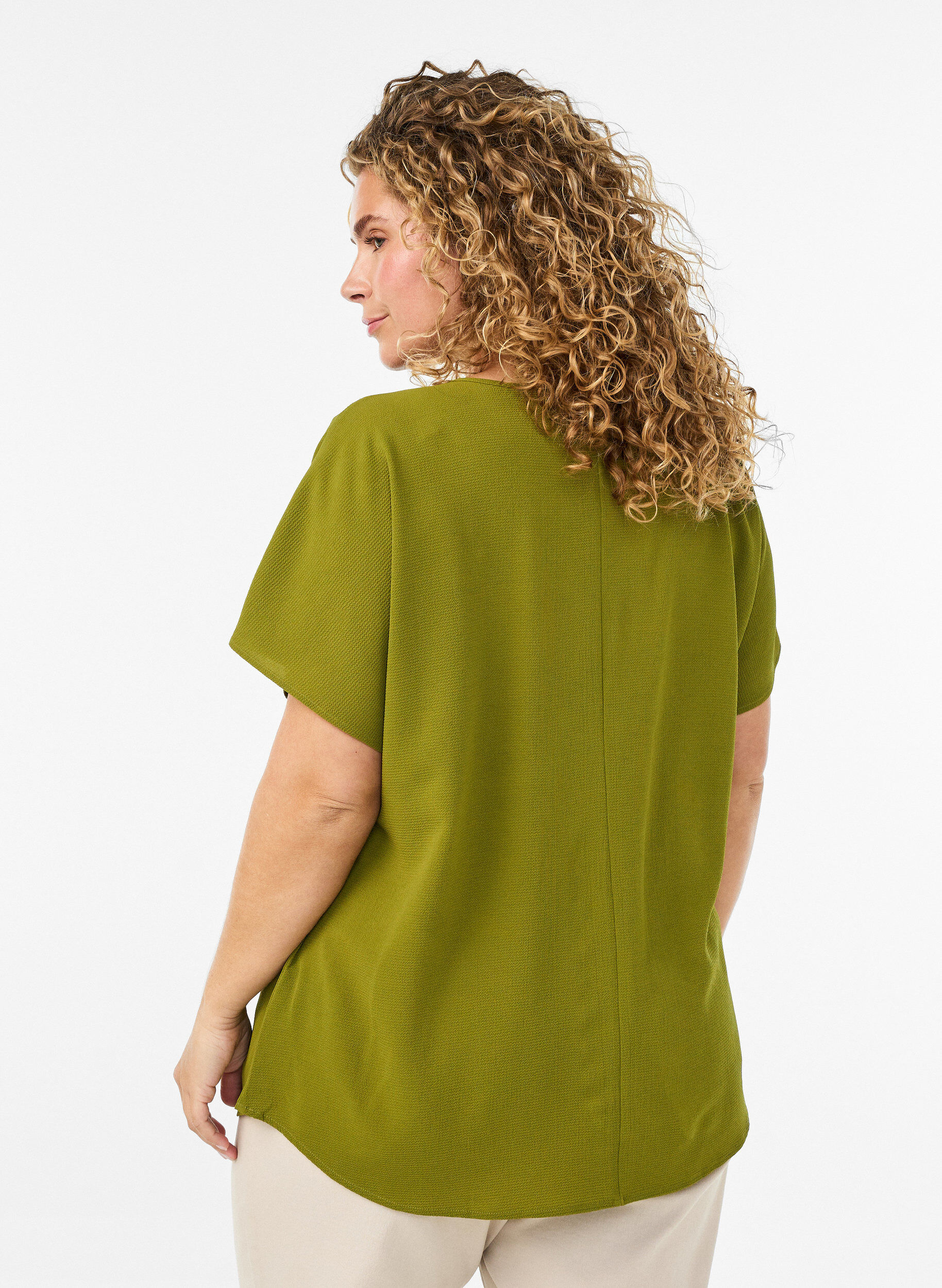 ZizziTop met korte mouwen en ronde hals, Groen, Model image number 2