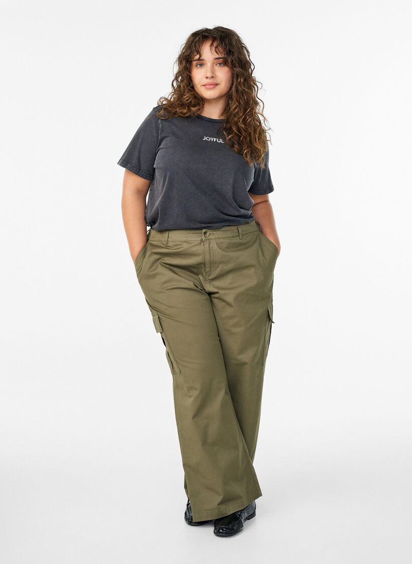 T-shirt in biologische katoen met print op de achterkant, Grijs, Model image number 1