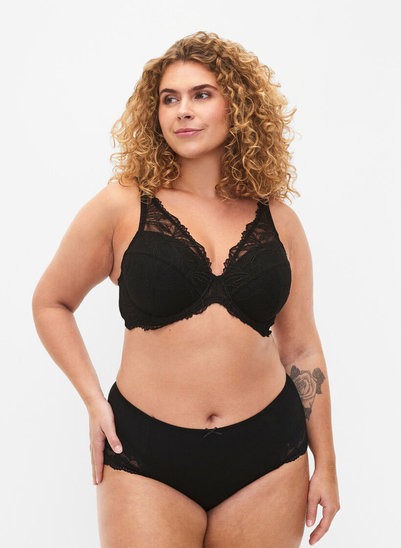 Gevoerde kanten beha met beugel, Black, Model