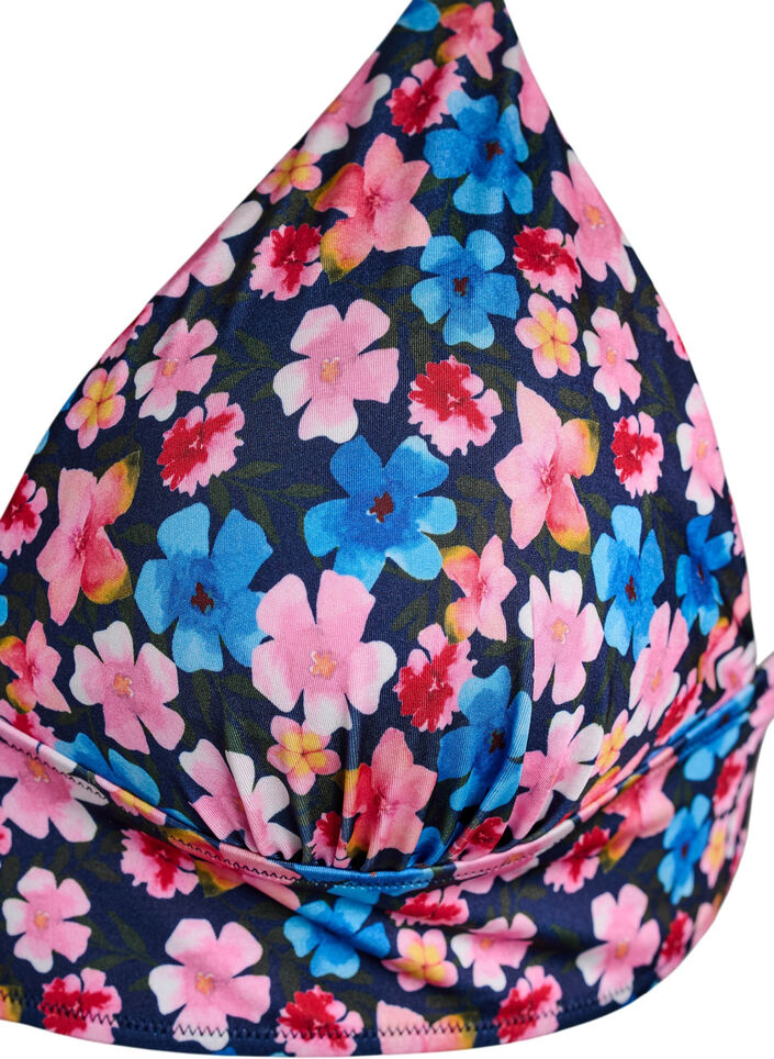 Bloemenbikini top met striksluiting aan de achterkant, Multi Flower AOP, Packshot