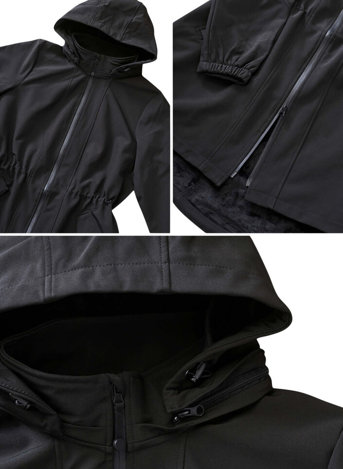 Softshell jas met capuchon, Zwart, Packshot image number 4