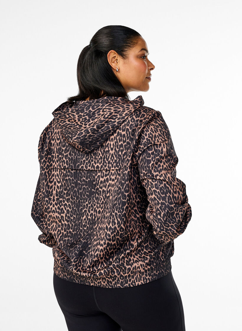 Sportjas met luipaard print en capuchon, Leo AOP, Model