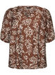 Viscose blouse met V-hals, Bruin, Packshot image number 0