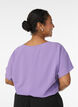 Blouse met korte mouwen en een ronde halslijn, Paars, Model image number 2