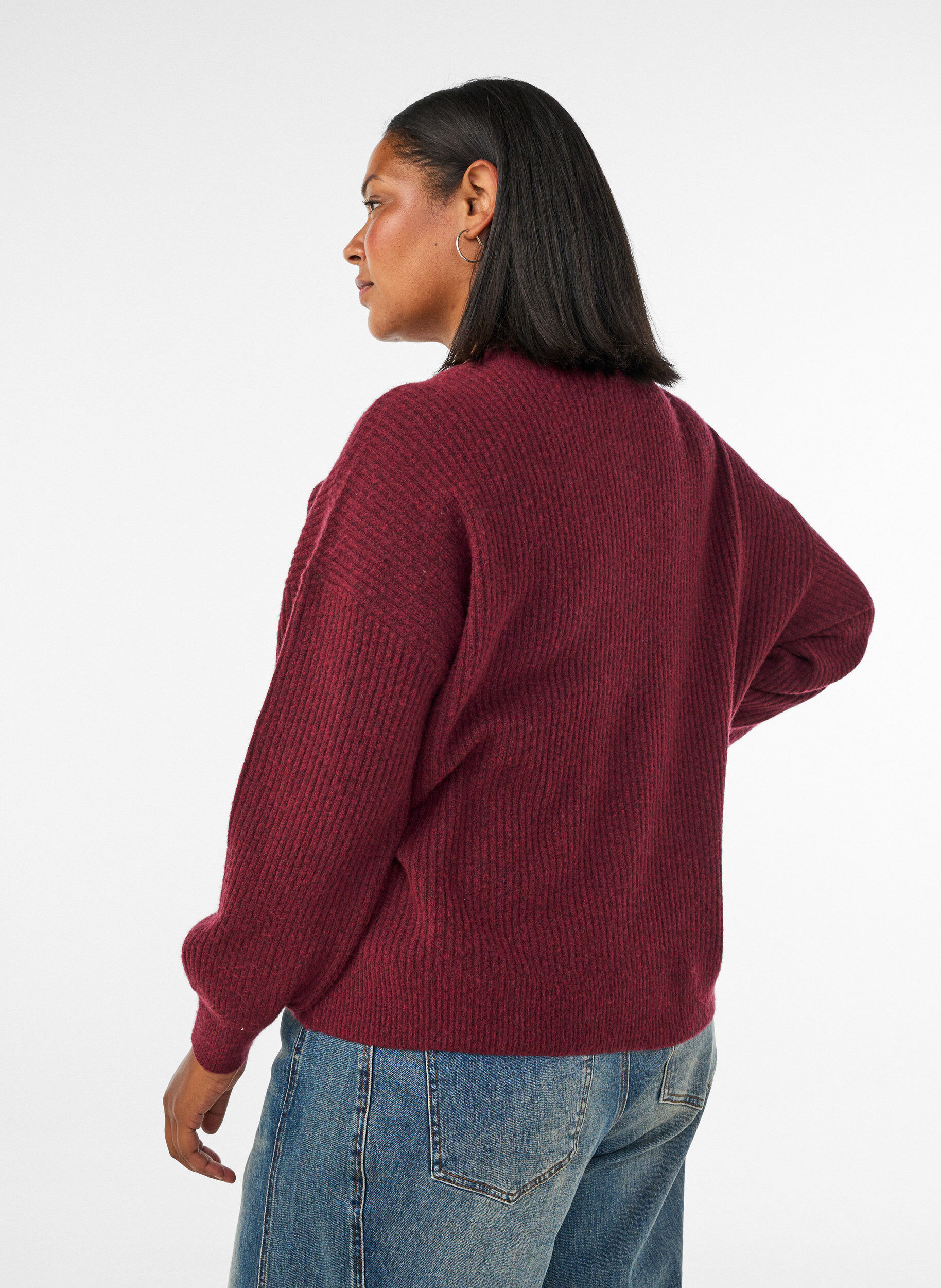 ZizziVest van ribtricot met knopen, Rood, Model image number 2
