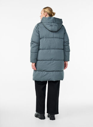 ZizziLange gewatteerde jas met capuchon, Stormy Weather, Model image number 2