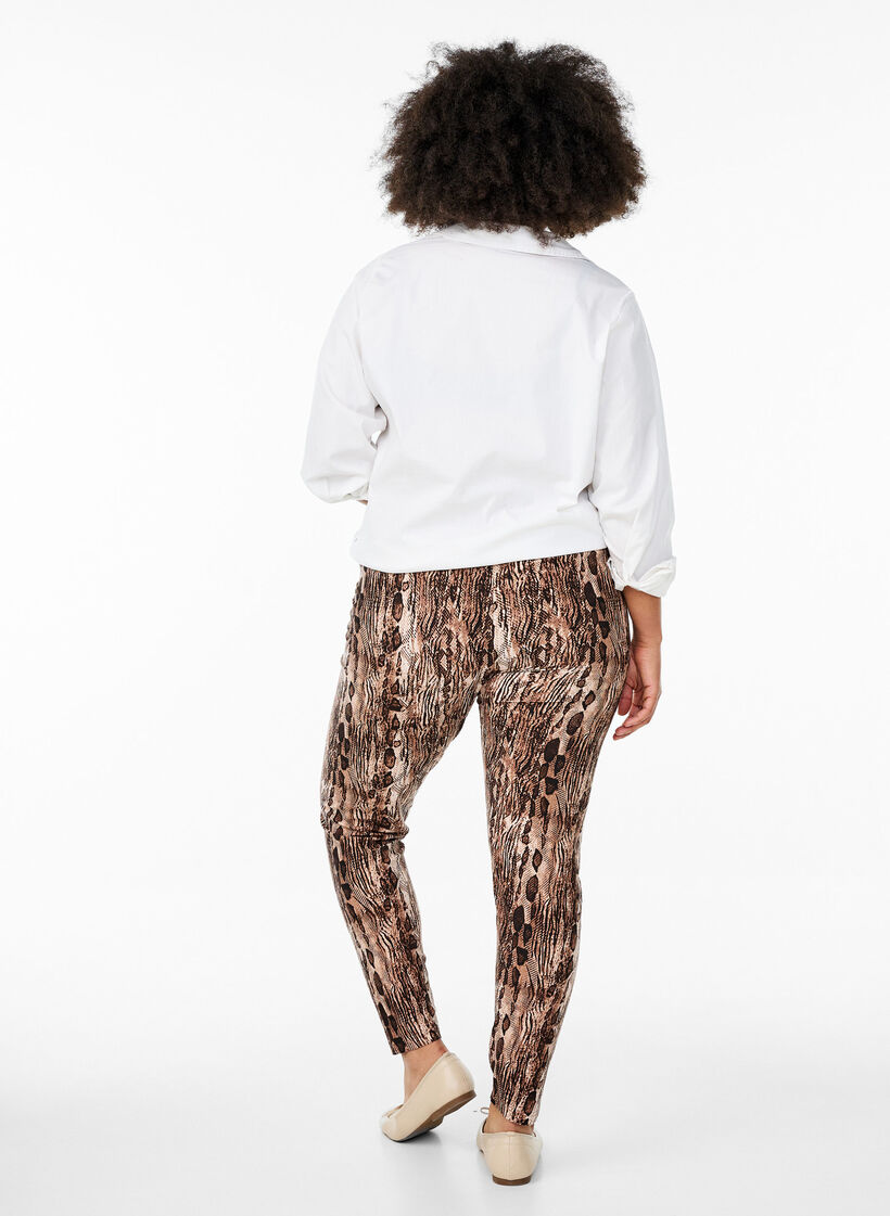 Viscose leggings met zebraprint, Bruin, Model image number 2
