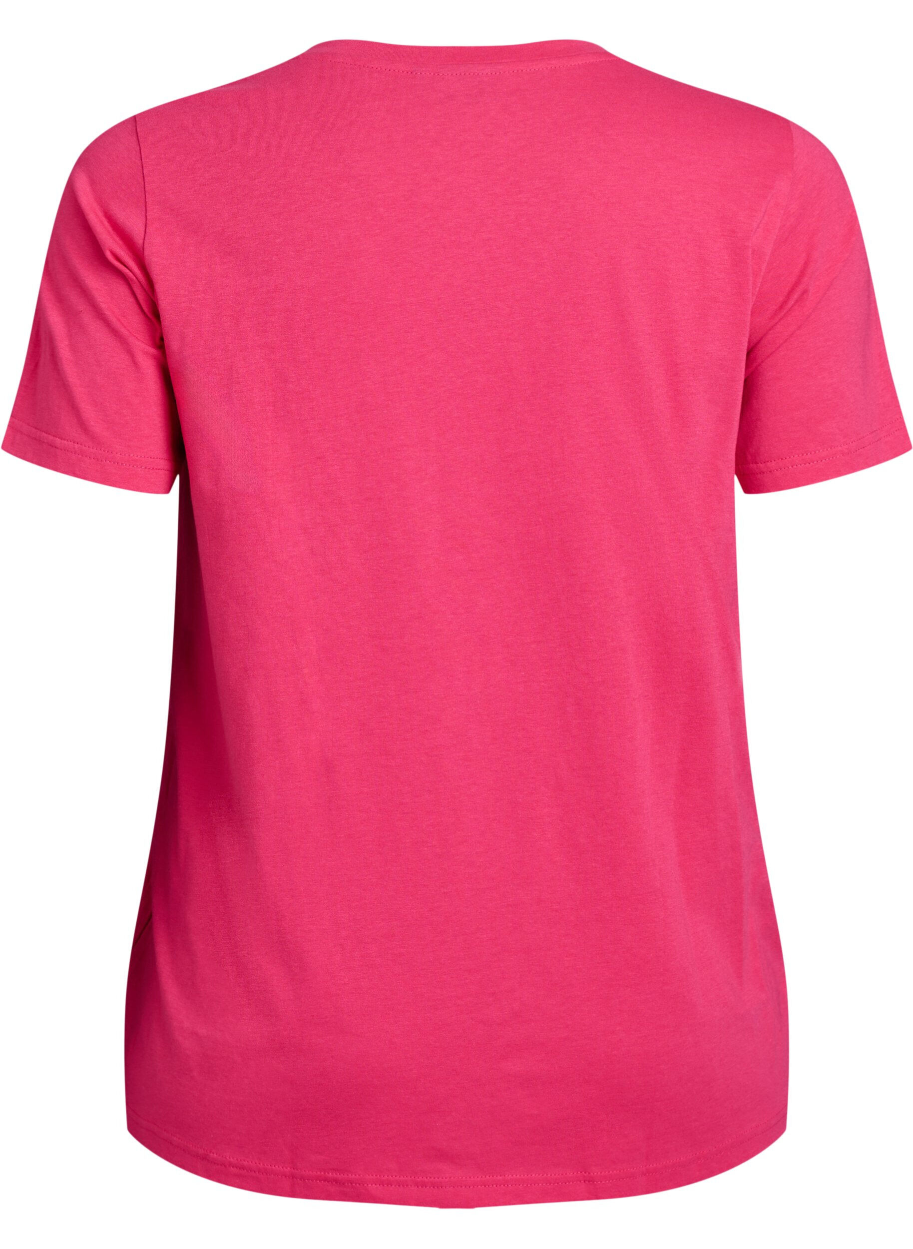 ZizziT-shirt met korte mouwen en V-hals, Roze, Packshot image number 1