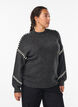 Jumper met decoratieve stiksels, Grijs, Model image number 0