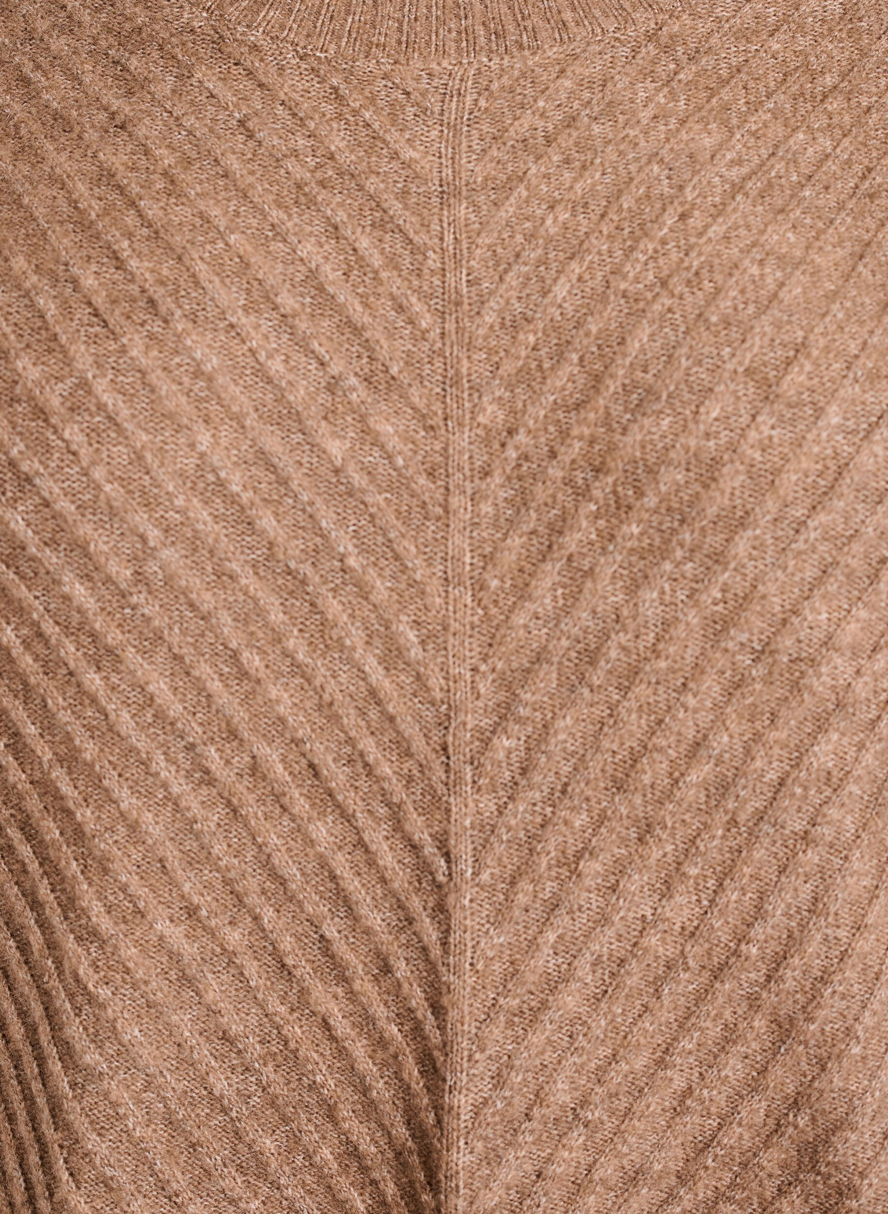 ZizziKorte gebreide jurk met een V-vormig textuurpatroon, Bruin, Packshot image number 2