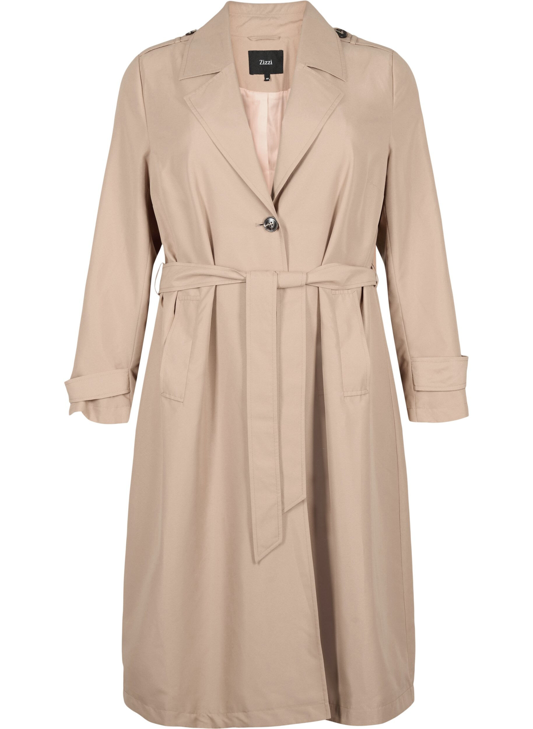 Lange trenchcoat met riem