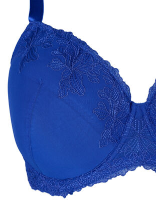 ZizziGewatteerde beugel-bh met kant., Blauw, Packshot image number 2