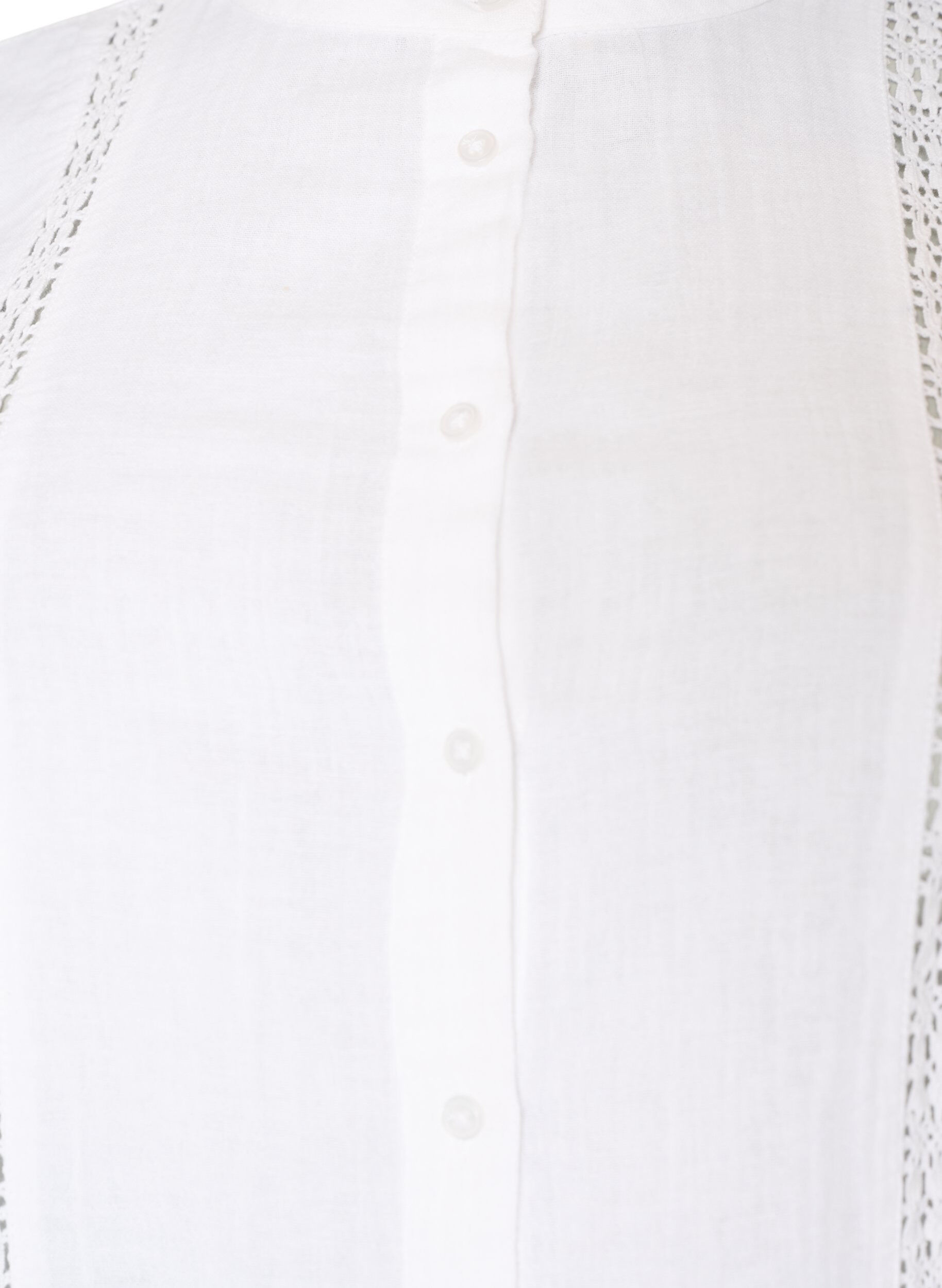 ZizziKatoenen mousseline blouse met korte mouwen en crochet details, Wit, Packshot image number 2