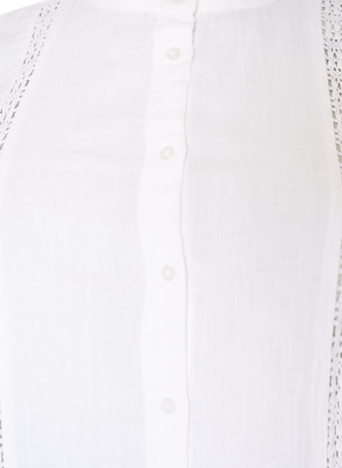 Katoenen mousseline blouse met korte mouwen en crochet details, Wit, Packshot image number 2
