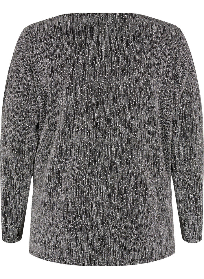 Wikkel-look glitter partytop, Zwart, Packshot image number 1