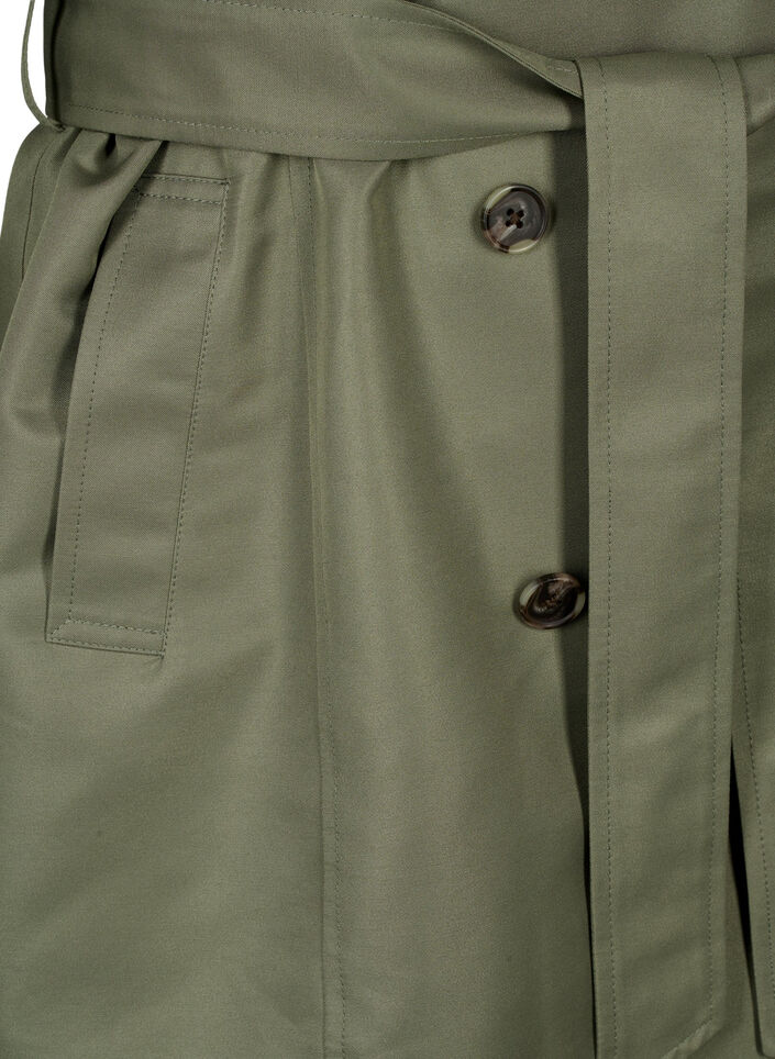 Korte trenchcoat met riem, Groen, Packshot image number 3