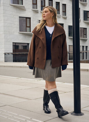 ZizziKorte A-lijn rok, Brown Check, Image image number 0