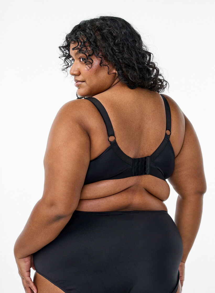 Draadloze bh met kant, Zwart, Model image number 2