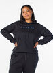 Sweater met capuchon en print, Zwart, Model image number 0
